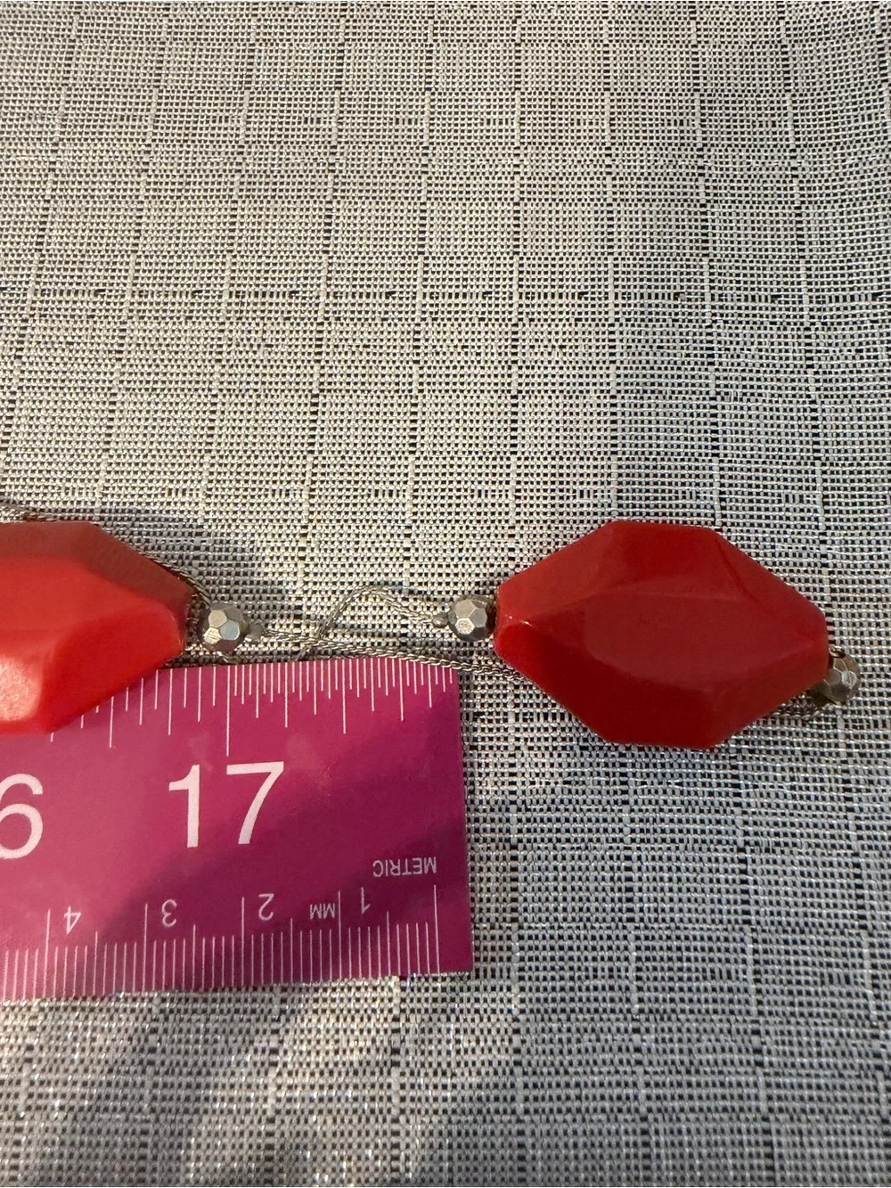 Red Geometric Bead Long Necklace - Women's Fashion Jewelry